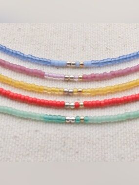 Colorful Minimalist Seed Bead Necklace Handmade Tiny Beaded Necklace